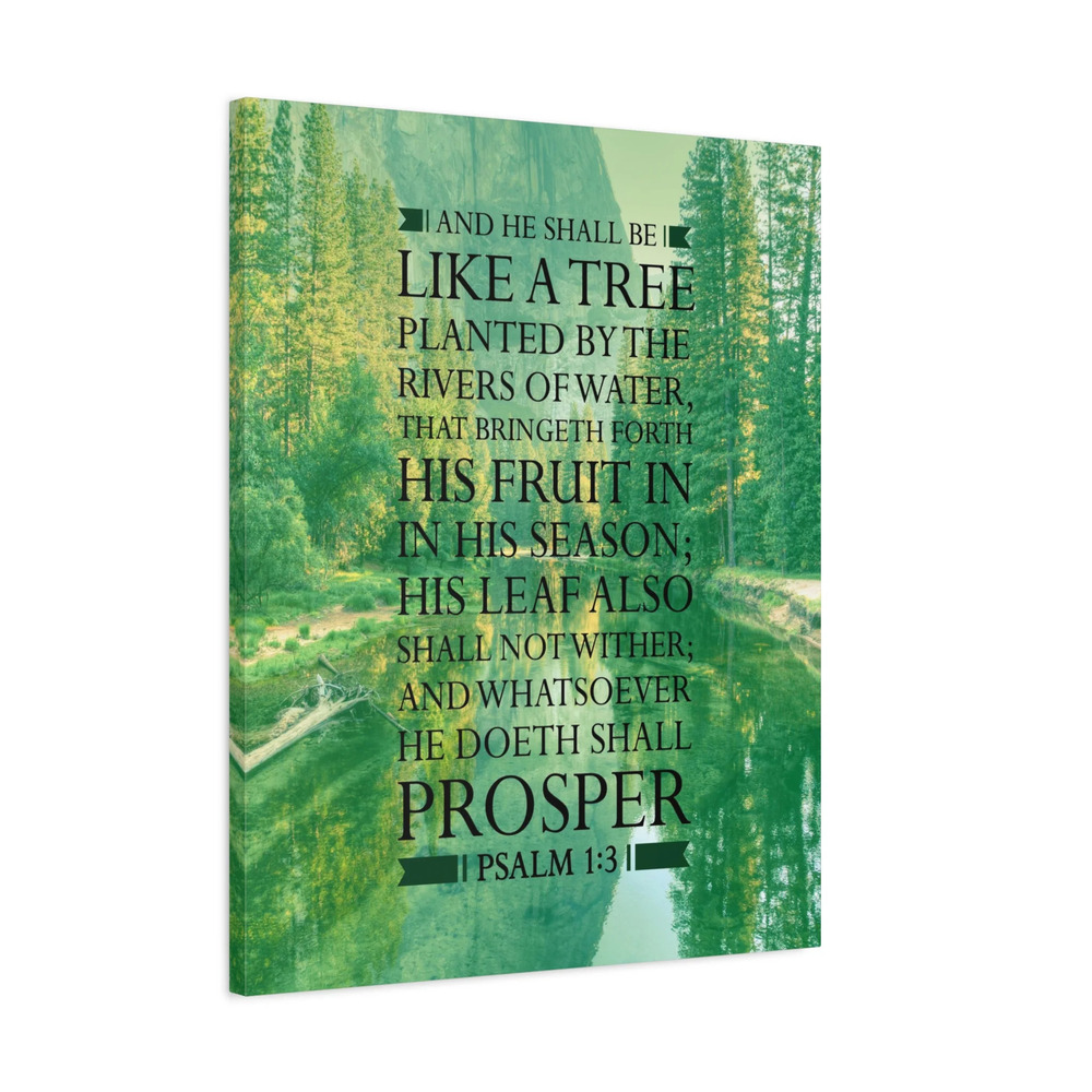 Scripture Canvas Like a Tree Psalm 1:3 Christian Wall Art Bible Verse Print